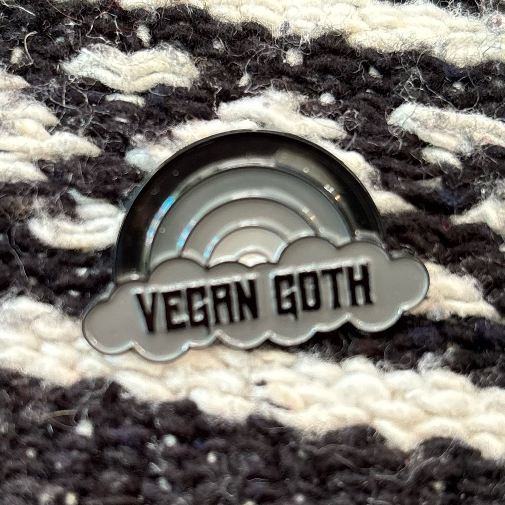 Vegan Goth Gray Enamel Pin